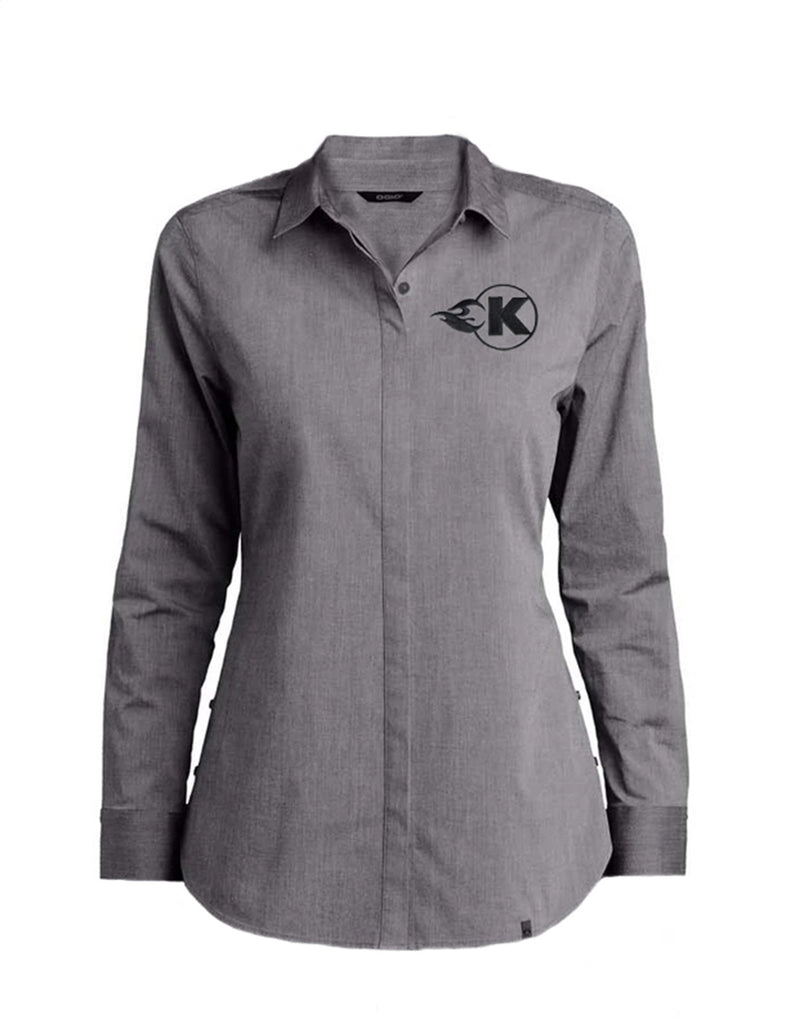 Kooks Custom Headers TS-100655-00 Women s Grey Button Down with Black K-Flame-S