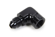 Load image into Gallery viewer, TRIPLE X RACE COMPONENTS HF-34941-BLK Gauge Adapter 90 Degree #4 Male x 1/8 NTP Female