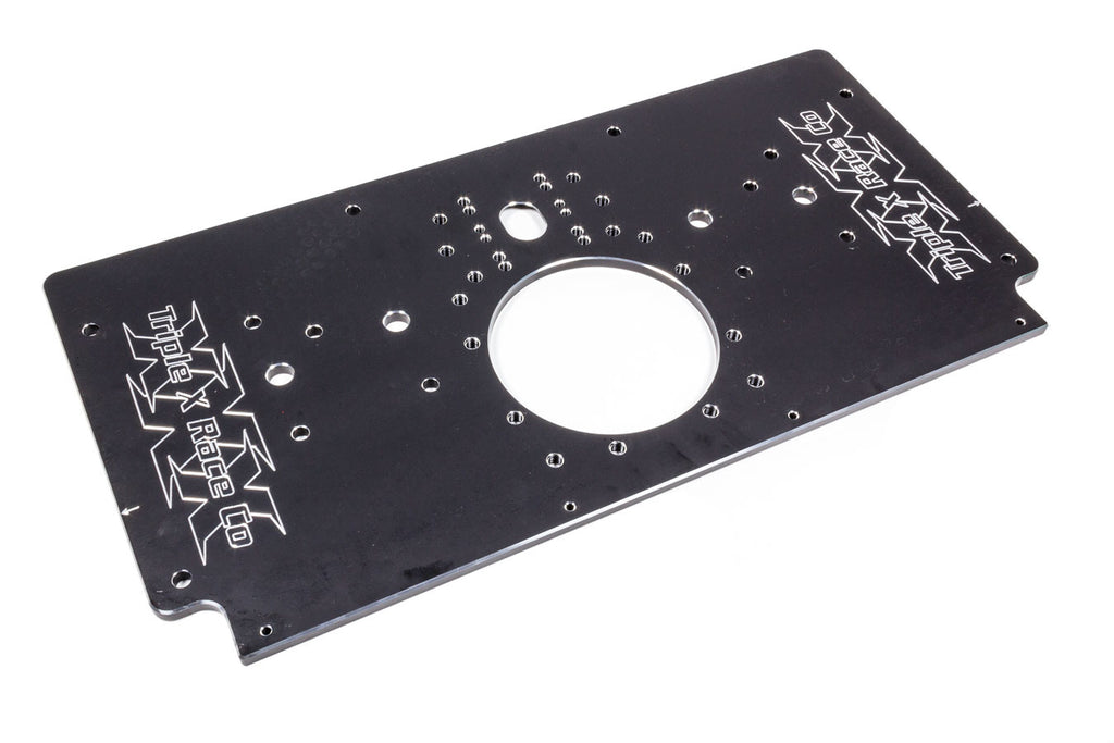 TRIPLE X RACE COMPONENTS SC-EG-0006-BLK Alum Rear Motor Plate Raised Rail Black Sprint