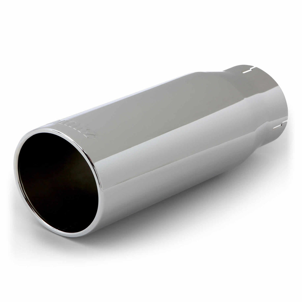 Tailpipe-Tip-Kit---Ss-Round-Straight-Cut---Chrome---3.5In-Tube---4.38In-X-12In
