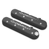 Holley 241-402 Tall LS Valve Cover with Bowtie/Chevrolet Logo - Satin Black Machined Finish
