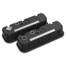 Load image into Gallery viewer, Tall-MT-Valve-Covers-For-Big-Block-Chevy-Engines---Satin-Black-Finish-With-Machined-FinsLogo