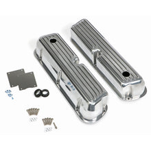 Load image into Gallery viewer, Tall-Valve-Covers;-Sb-Ford;-Finned;-Polished-Aluminum--With-Holes