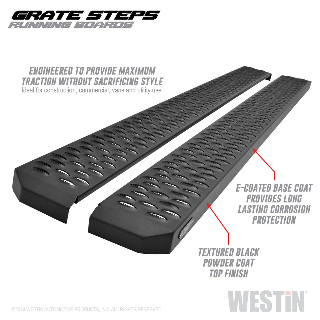 Textured-Black-Running-Boards-75-Inches-Textured-Black-Grate-Steps-Running-Board-(Brkt-Sold-Sep)