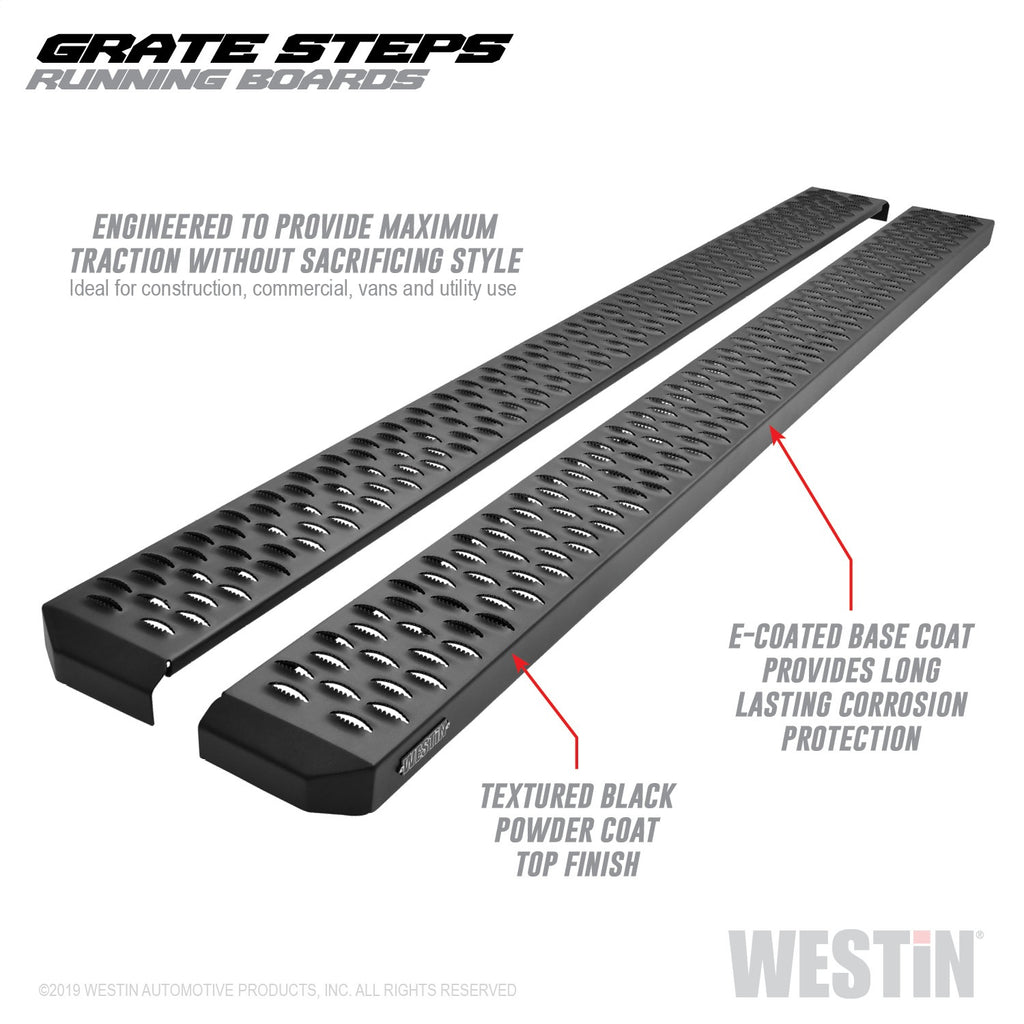 Textured-Black-Running-Boards-79-Inches-Textured-Black-Grate-Steps-Running-Board-(Brkt-Sold-Sep)