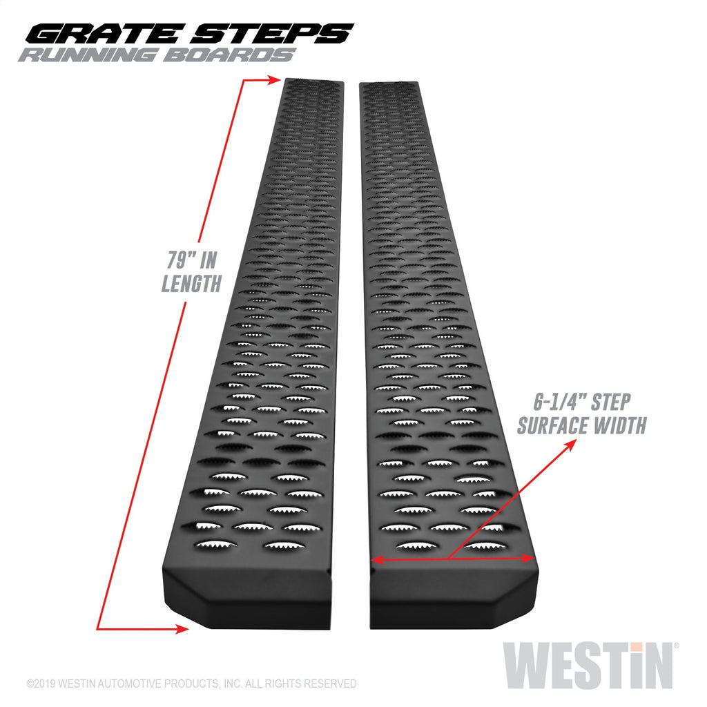 Textured-Black-Running-Boards-79-Inches-Textured-Black-Grate-Steps-Running-Board-(Brkt-Sold-Sep)
