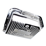 Trans-Dapt 9122 TH350-CHROME Transmission Pan; Stock Capacity; Stock Depth; FINNED Bottom