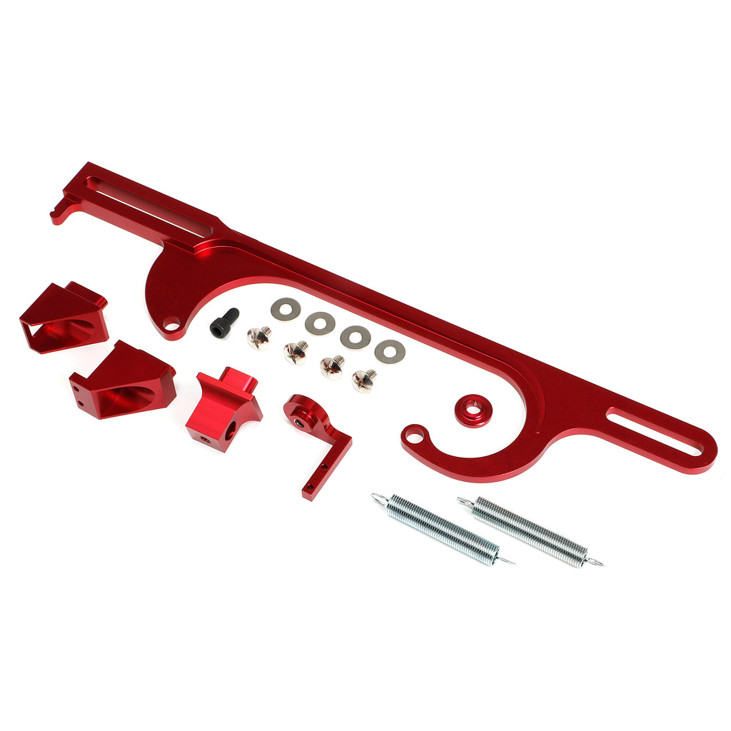 Throttle-Brackets-Billet-Anodized-Red-4500-Carb195964-Pontiac-Engines