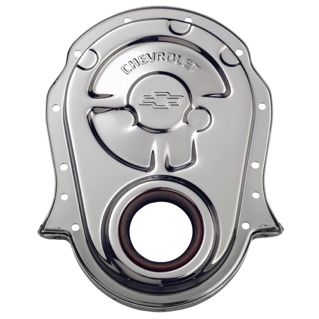 Timing-Chain-Cover-1965-1990-Chevrolet-Big-Block;-Timing-Chain-Cover;-Chevy-Bow-Tie