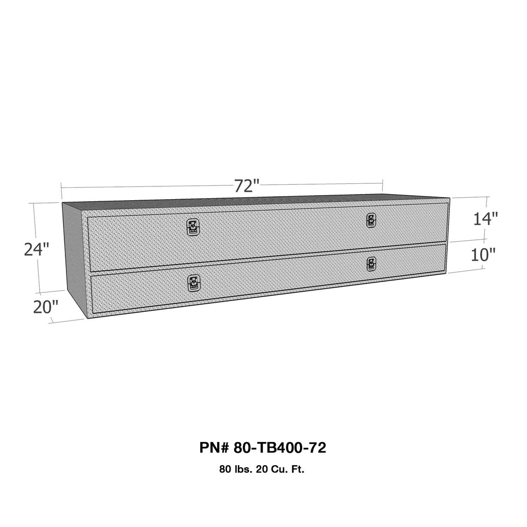 Top-Mount-Contractor-Box-Flip-Up-Top-DoorCable-Drop-Bottom-For-Flat-Bed-Trucks-Only-Brute-Bright-Aluminum-74L-21W-26H-Must-Go-Via-Truck