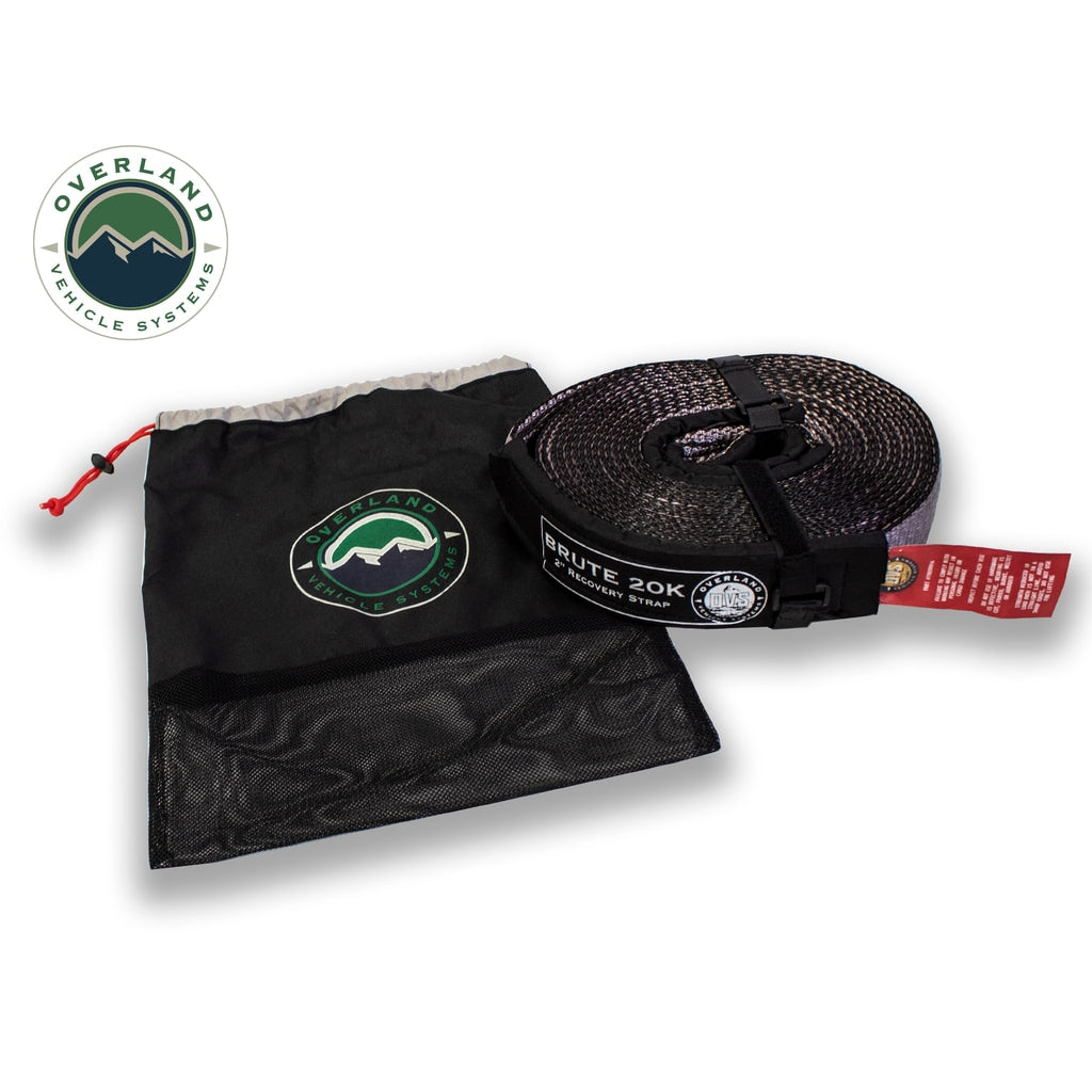 Tow-Strap-20,000-Lb-2-Inch-X-30-Foot-Gray-With-Black-Ends--Storage-Bag-Overland-Vehicle-Systems