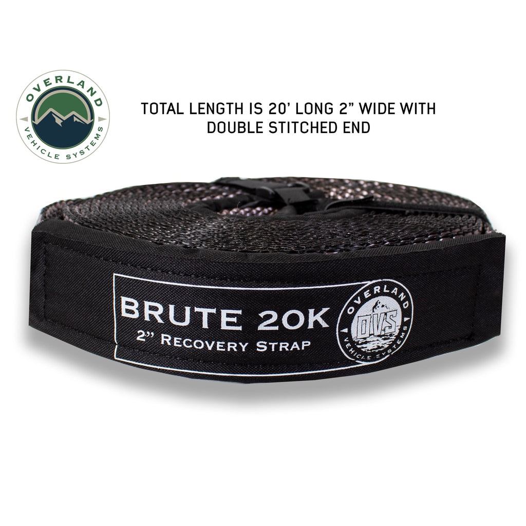 Tow-Strap-20,000-Lb-2-Inch-X-30-Foot-Gray-With-Black-Ends--Storage-Bag-Overland-Vehicle-Systems