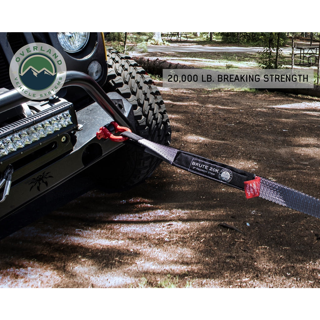 Tow-Strap-20,000-Lb-2-Inch-X-30-Foot-Gray-With-Black-Ends--Storage-Bag-Overland-Vehicle-Systems