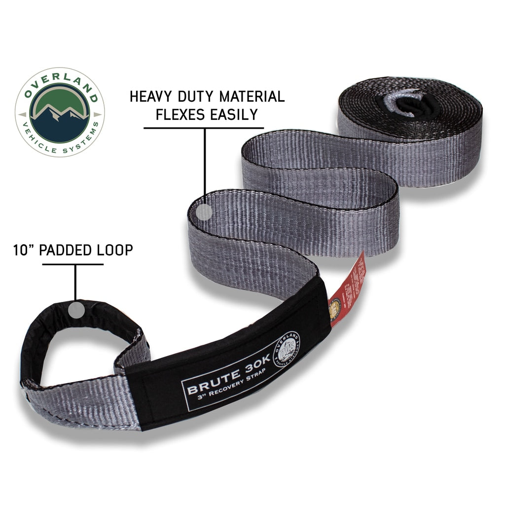 Tow-Strap-30,000-Lb-3-Inch-X-30-Foot-Gray-With-Black-Ends--Storage-Bag-Overland-Vehicle-Systems