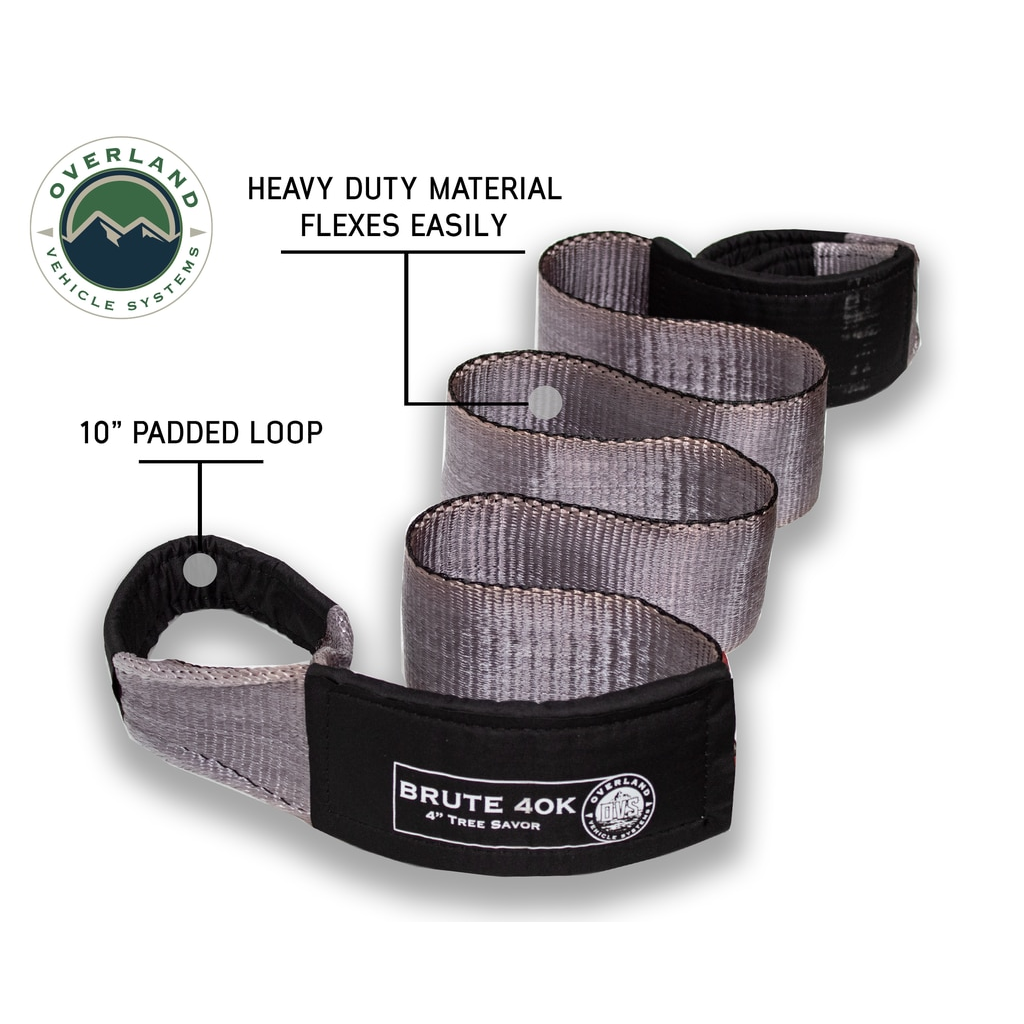 Tow-Strap-40,000-Lb-4-Inch-X-8-Foot-Gray-With-Black-Ends--Storage-Bag-Universal-Overland-Vehicle-Systems