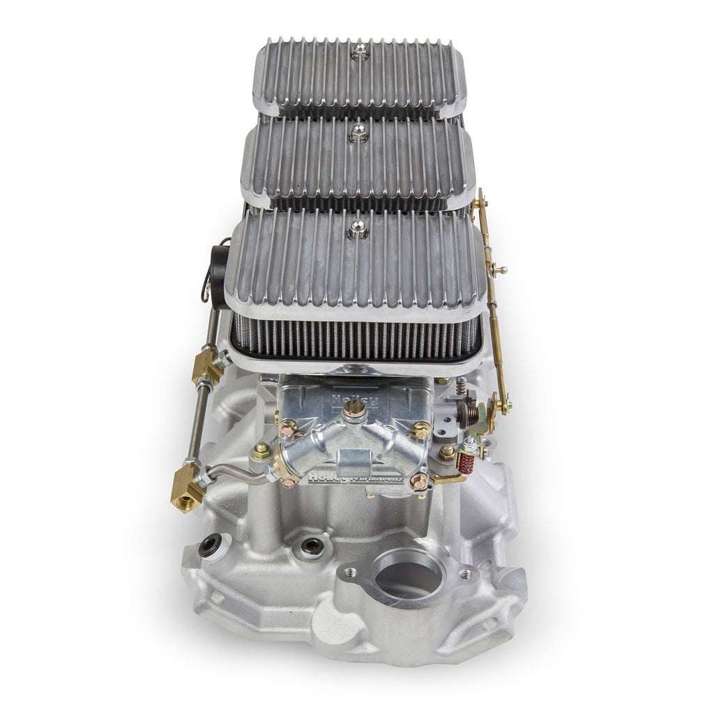 Tri-Power-3X2-Sbc-Intake-And-Shiny-Carbs-Kit