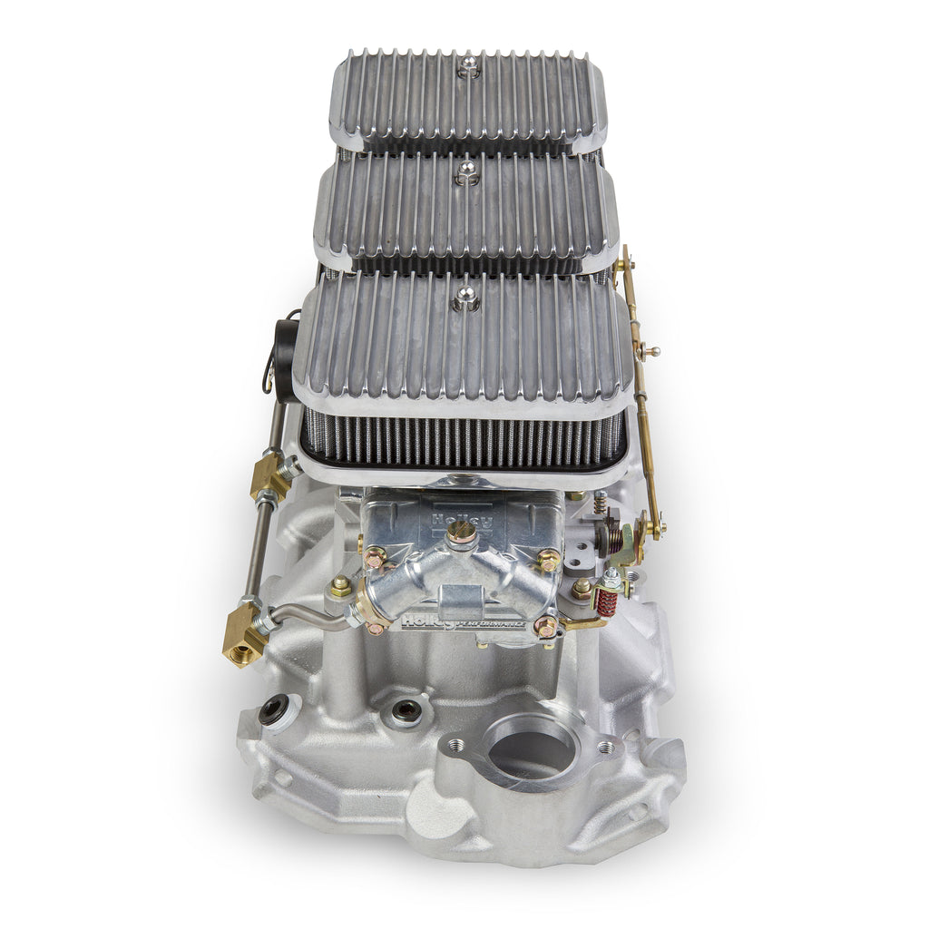 Tri-Power-3X2-Sbc-Intake-And-Shiny-Carbs-Kit