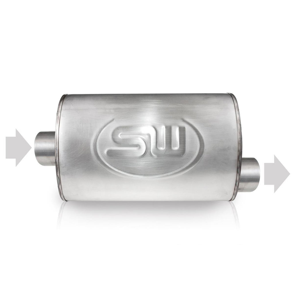 Turbo-Chambered-Muffler-3-Center-Inlet-And-Offset-Outlet