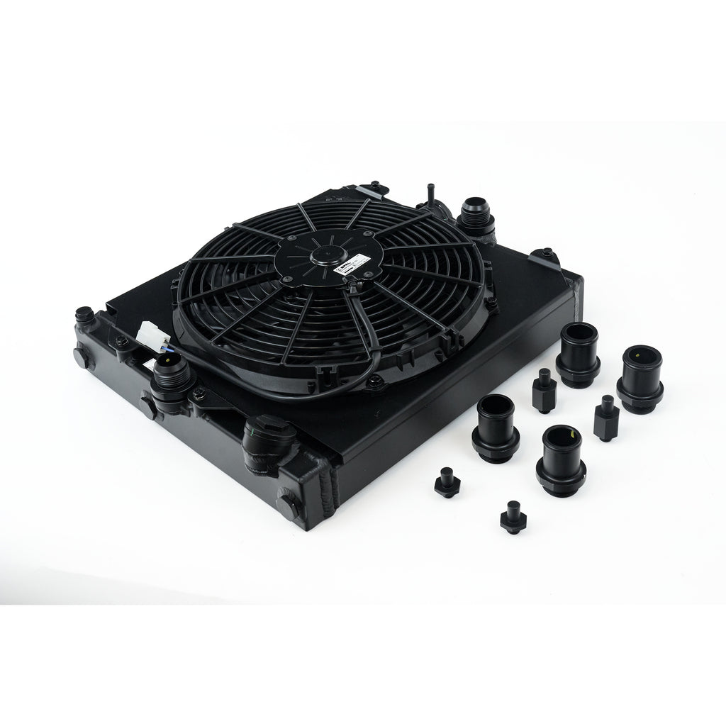 Universal-Half-Radiator-W-16An--Slip-On-Fittings12In-Spal-Fan--Shroud---Black-Finish
