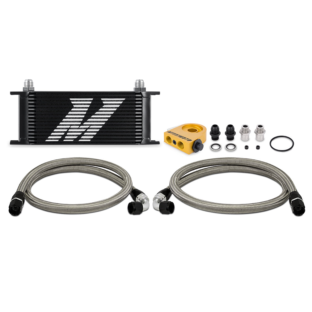 Universal-Thermostatic-Oil-Cooler-Kit-16-Row-Black