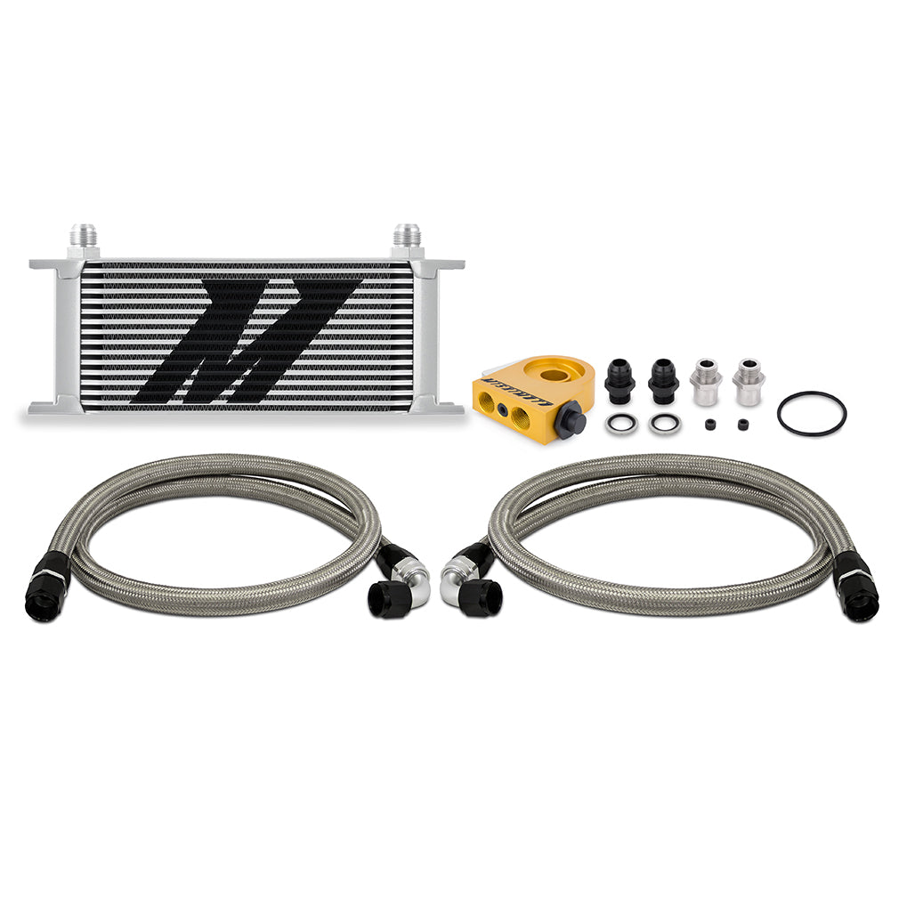 Universal-Thermostatic-Oil-Cooler-Kit-16-Row-Silver