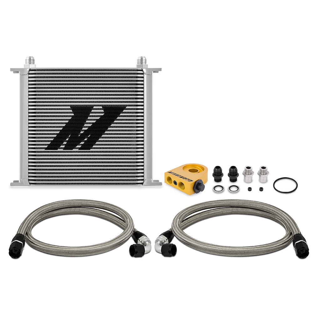 Universal-Thermostatic-Oil-Cooler-Kit-34-Row-Silver