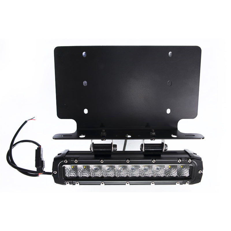 Us-License-Plate-Bracket-W-(1)-10In-Stealth-Light-Bar-W-2-Bottom-Mounts