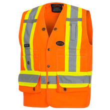 Load image into Gallery viewer, Pioneer _NOT_FOUND Hi-Vis 150D Poly Twill Surveyor's Safety Vest - Snap Closure - Hi-Vis Orange