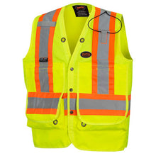 Load image into Gallery viewer, Pioneer _NOT_FOUND Hi-Vis 600D PU-Coated Oxford Poly Surveyor's Safety Vest - Snap Closure - Hi-Vis Yellow/Green