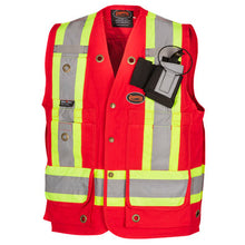 Load image into Gallery viewer, Pioneer _NOT_FOUND CSA 100% Cotton Duck Surveyor's Safety Vest -  Snap Closure - Red