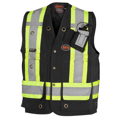 Pioneer _NOT_FOUND CSA 100% Cotton Duck Surveyor's Safety Vest -  Snap Closure - Black