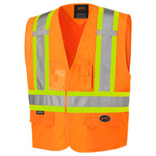 Load image into Gallery viewer, Pioneer V102025023XL Hi-Vis Tricot Poly Safety Vest - Adjustable - Hook &amp; Loop Closure - Hi-Vis Orange - 2/3XL