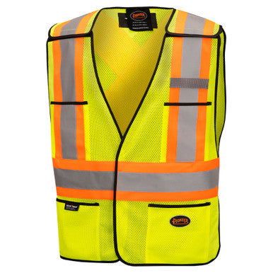 Pioneer V1020810-O/S Hi-Vis Poly Mesh Safety Vest - 5-pt Tear-Away - Hi-Vis Yellow/Green - O/S