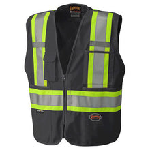 Load image into Gallery viewer, Pioneer _NOT_FOUND Hi-Vis Tricot Poly Safety Vest - Mesh-Back - 5-pt Tear-Away - Black