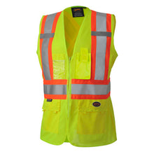 Load image into Gallery viewer, Pioneer V1021860-M Women's Hi-Vis Tricot Poly Interlock Safety Vest - Zipper Closure - Hi-Vis Yellow/Green - M