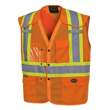 Load image into Gallery viewer, Pioneer V102195A-L/XL Hi-Vis Poly Mesh Safety Vest -  Drop Shoulder - Snap Closure - Hi-Vis Orange - L/XL