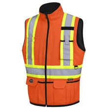 Load image into Gallery viewer, Pioneer V1022450-M Hi-Vis Reversible Insulated Safety Vest - Zipper Closure - Hi-Vis Orange/Black - M