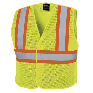 Pioneer V1030560-S/M Hi-Vis Poly Mesh Safety Vest - Adjustable - 5-pt Tear-Away - Hi-Vis Yellow/Green - S/M