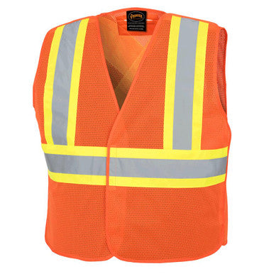 Pioneer V103065023XL Hi-Vis Poly Mesh Safety Vest - Adjustable - 5-pt Tear-Away - Hi-Vis Orange - 2/3XL