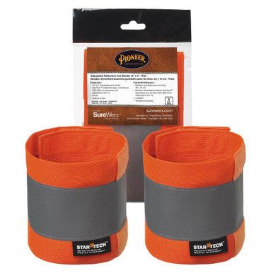 Pioneer V1040151-O/S Hi-Vis Reflective Arm Bands - Adjustable - 4" x 14"/10 cm x 35 cm - pr - Hi-Vis Orange - O/S