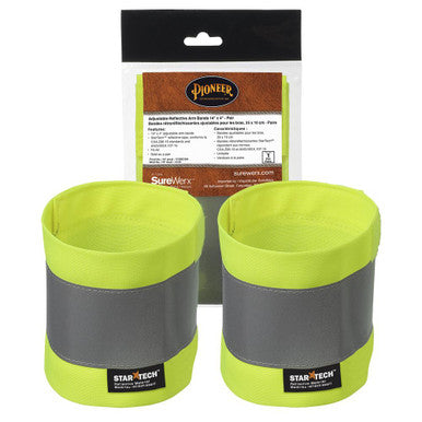 Pioneer V1040161-O/S Hi-Vis Reflective Arm Bands - Adjustable - 4" x 14"/10 cm x 35 cm - pr - Hi-Vis Yellow/Green - O/S