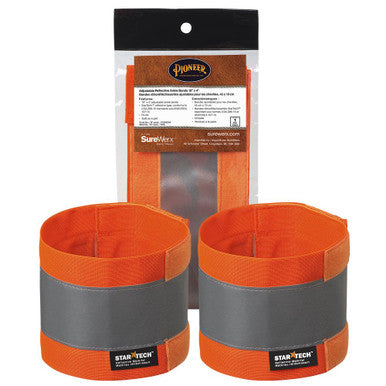 Pioneer V1040251-O/S Hi-Vis Reflective Anke Bands - Adjustable - 4" x 18"/45 cm x 10 cm - pr - Hi-Vis Orange - O/S