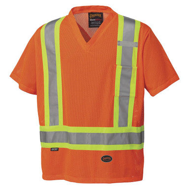 Pioneer _NOT_FOUND Hi-Vis Poly Mesh Safety T-Shirt - Chest Pocket - Hi-Vis Orange