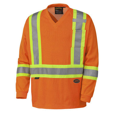 Pioneer _NOT_FOUND Hi-Vis Micro Mesh Long-Sleeved Traffic Safety Shirt - Hi-Vis Orange
