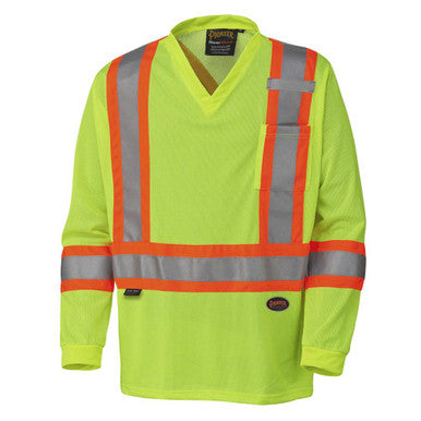 Pioneer _NOT_FOUND Hi-Vis Micro Mesh Long-Sleeved Traffic Safety Shirt - Hi-Vis Yellow/Green