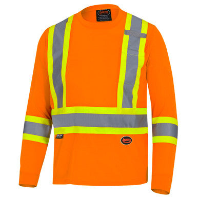 Pioneer _NOT_FOUND Hi-Vis Bird's-Eye Long-Sleeved Safety Shirt - Hi-Vis Orange