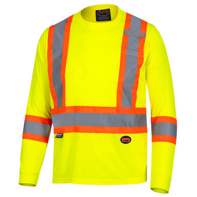 Pioneer _NOT_FOUND Hi-Vis Bird's-Eye Long-Sleeved Safety Shirt - Hi-Vis Yellow/Green