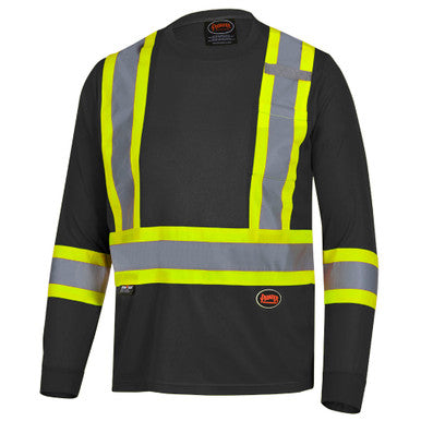 Pioneer _NOT_FOUND Hi-Vis Bird's-Eye Long-Sleeved Safety Shirt - Black