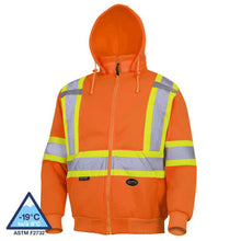 Load image into Gallery viewer, Pioneer _NOT_FOUND Hi-Vis Polyester Fleece Safety Hoodie - Zipper Closure - Hi-Vis Orange