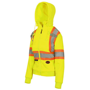 Pioneer V1060860-S Women's Hi-Vis Fleece Hoodie -Zipper Closure - Hi-Vis Yellow - S